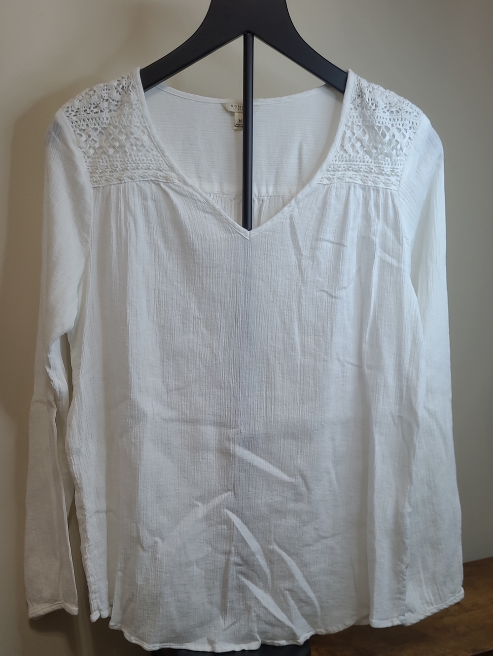 Sonoma White Long-Sleeve V-Neck Blouse size Medium